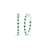 1/2CTW-DIA CN 1/2CTW-EME NATURAL GEM HOOP EARRING